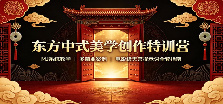 东方中式美学创作特训营：MJ系统教学，多商业案例，电影级天宫提示词全套指南-巅峰研习社