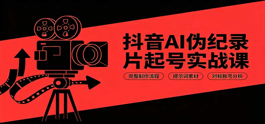 抖音AI伪纪录片起号实战课：完整制作流程，提示词素材，对标账号分析-巅峰研习社