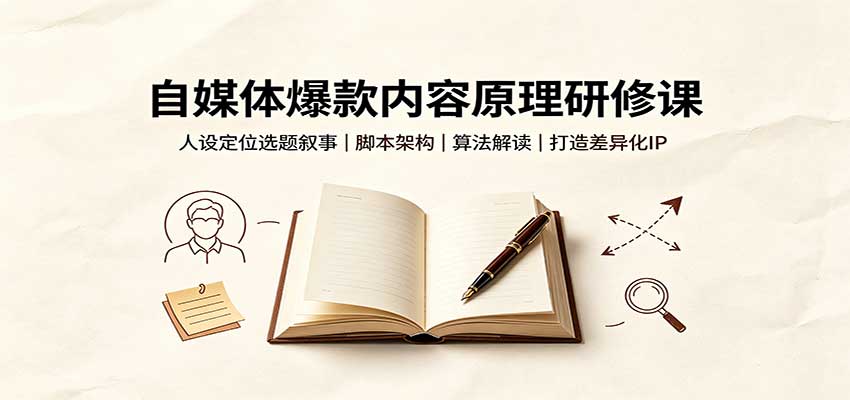自媒体爆款内容原理研修课：人设定位选题叙事，脚本架构，算法解读打造差异化IP-巅峰研习社