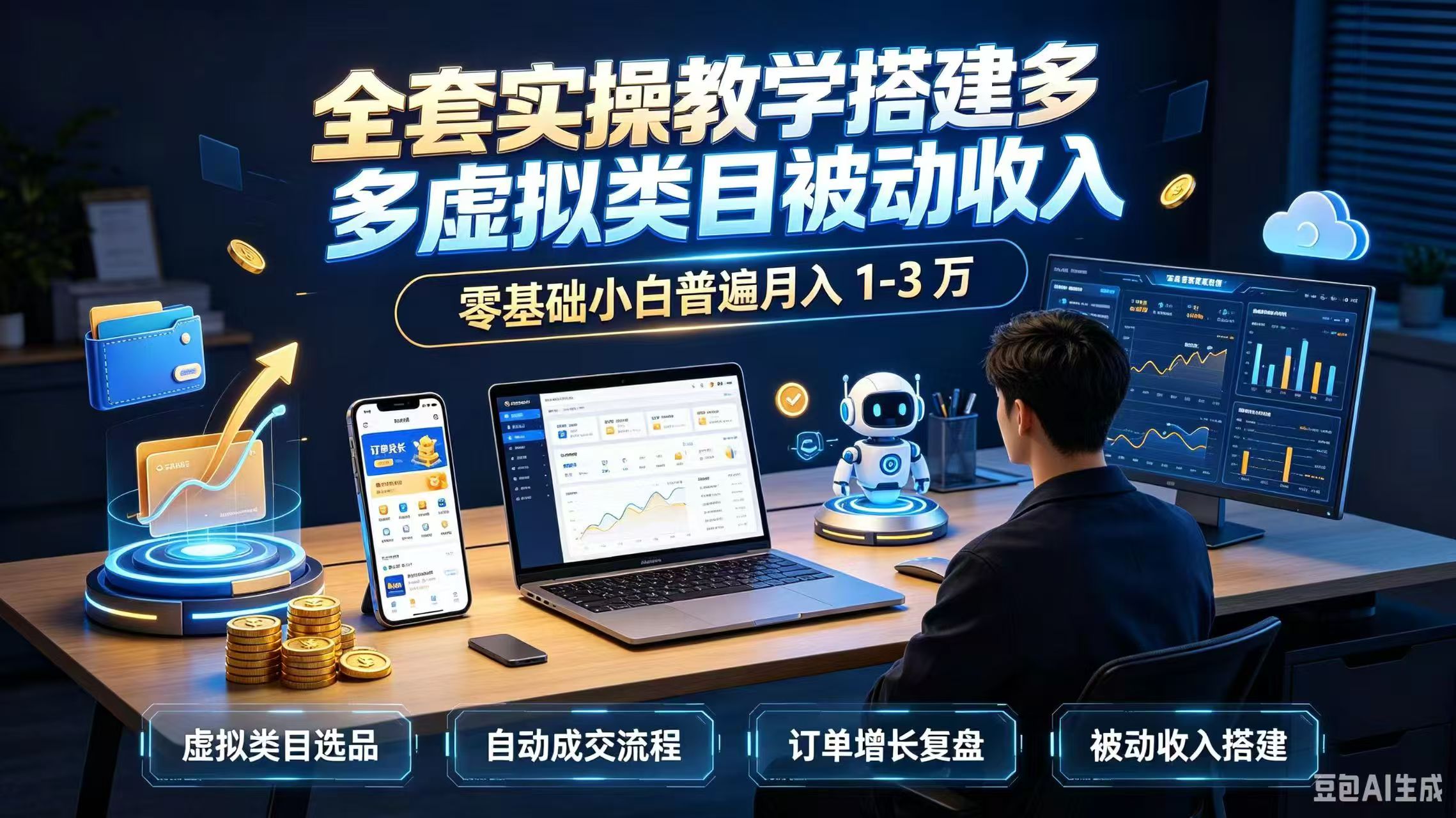全套实操教学搭建多多虚拟类目被动收入，零基础小白普遍月入 1-3 万-巅峰研习社