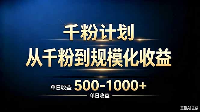 抖音千粉账号计划，从千粉到规模化收益 500-1000+单日收益-巅峰研习社
