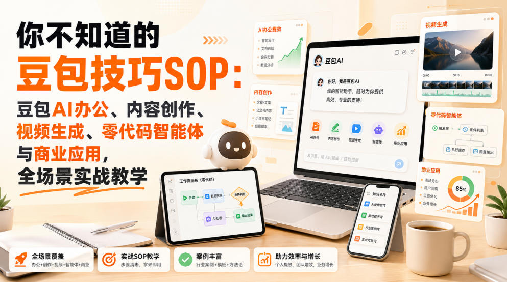 你不知道的豆包技巧SOP：豆包AI办公、内容创作、视频生成、零代码智能体与商业应用，全场景实战教学-巅峰研习社