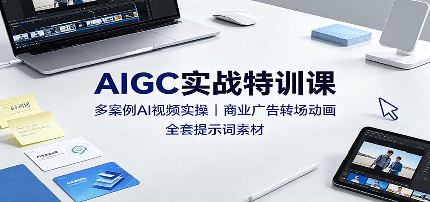 AIGC实战特训课：多案例AI视频实操，商业广告转场动画，全套提示词素材-巅峰研习社