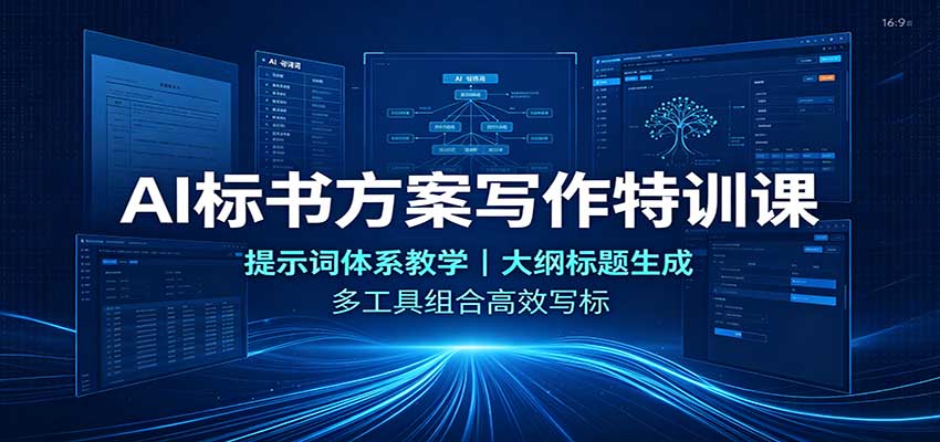 AI标书方案写作特训课：提示词体系教学，大纲标题生成，多工具组合高效写标-巅峰研习社