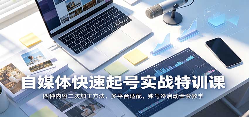 自媒体快速起号实战特训课：四种内容二次加工方法，多平台适配，账号冷启动全套教学-巅峰研习社