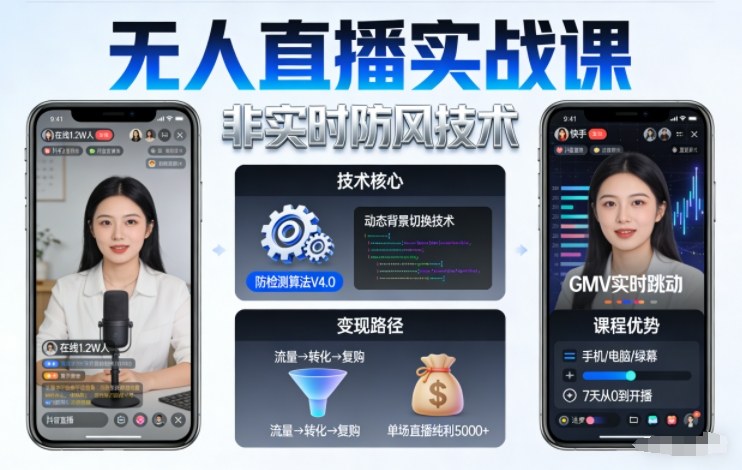 宝子哥无人直播实战课，非实时防风技术，聚焦抖音快手等平台直播带货，轻松开启直播变现之路(更新2026年08月31日)-巅峰研习社