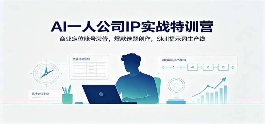 AI一人公司IP实战特训营：商业定位账号装修，爆款选题创作，Skill提示词生产线-巅峰研习社