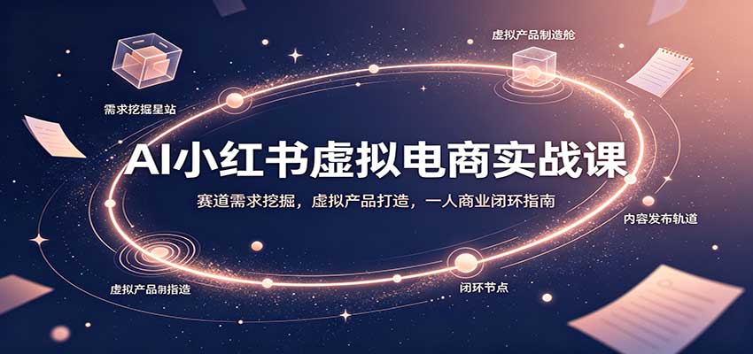 AI小红书虚拟电商实战课：赛道需求挖掘，虚拟产品打造，一人商业闭环指南-巅峰研习社