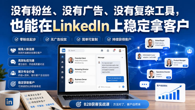 没有粉丝、没有广告、没有复杂工具，也能在LinkedIn上稳定拿客户【原创双语字幕】-巅峰研习社