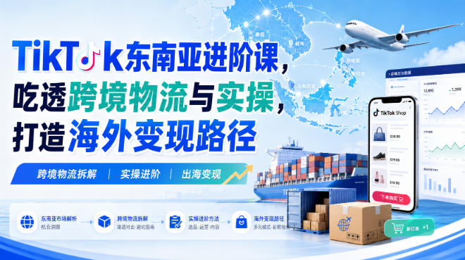 TikTok东南亚进阶课，吃透跨境物流与实操，打造海外变现路径-巅峰研习社