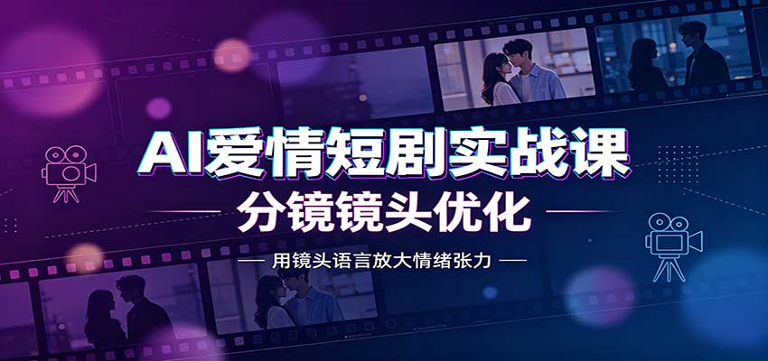 AI爱情短剧实战课：故事剧本创作，分镜镜头优化，智能体提示词-巅峰研习社