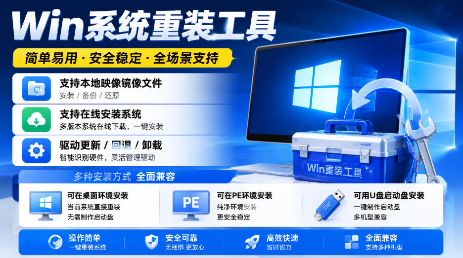 Win系统重装工具，支持本地映像镜像文件安装备份，简单易用-安全稳定-全场景支持-巅峰研习社