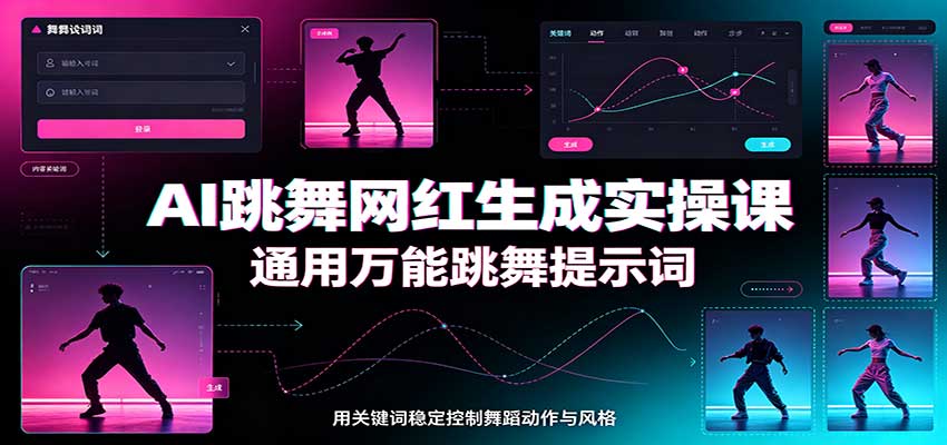 AI跳舞网红生成实操课：通用万能跳舞提示词，多模型适配，人物舞蹈视频制作全套教学-巅峰研习社