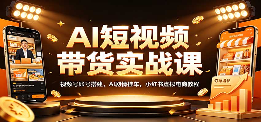 AI短视频带货实战课：视频号账号搭建，AI剧情挂车，小红书虚拟电商教程-巅峰研习社