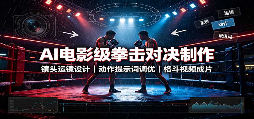 AI电影级拳击对决制作：镜头运镜设计，动作提示词调优，格斗视频成片-巅峰研习社