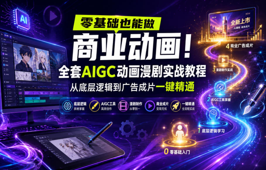 零基础也能做商业动画!全套AIGC动画漫剧实战教程,从底层逻辑到广告成片一键精通(更新0905)-巅峰研习社
