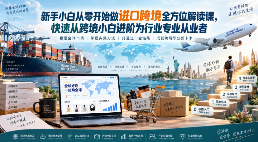 新手小白从零开始做进口跨境全方位解读课，快速从跨境小白进阶为行业专业从业者-巅峰研习社