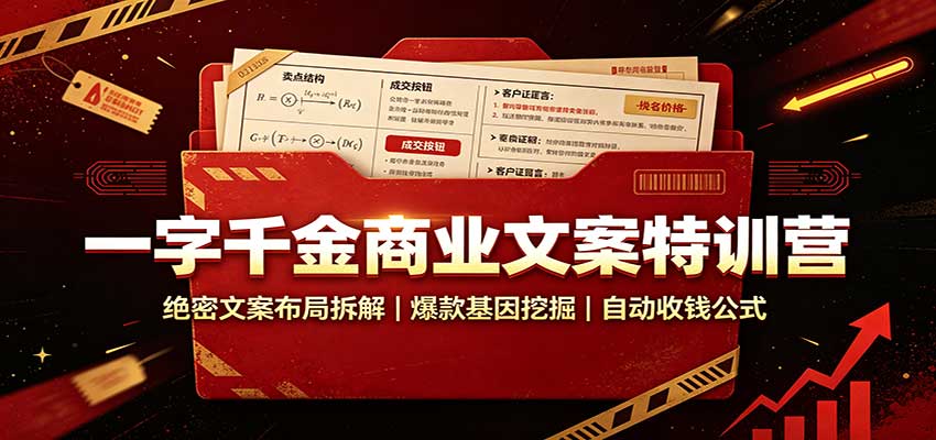 一字千金商业文案特训营：绝密文案布局拆解，爆款基因挖掘，自动收钱公式-巅峰研习社