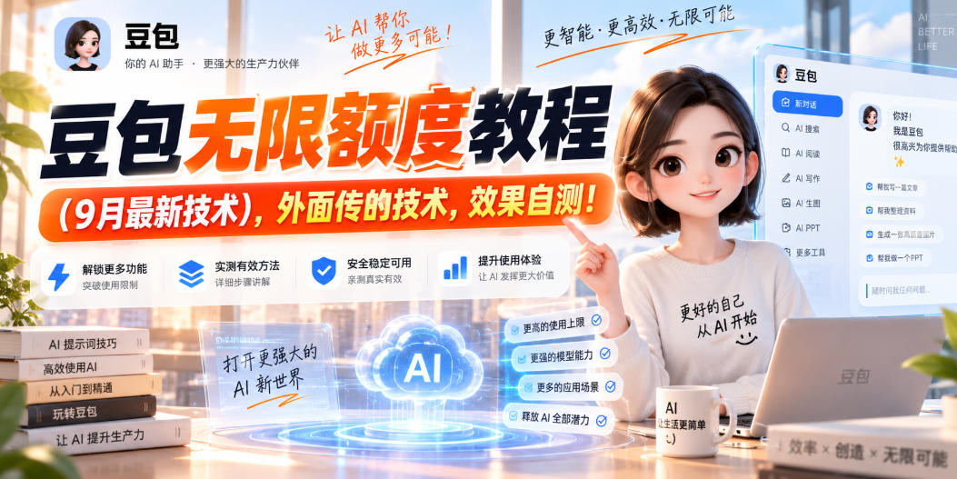 豆包无限额度教程(9月最新技术)，外面传的技术，效果自测！-巅峰研习社