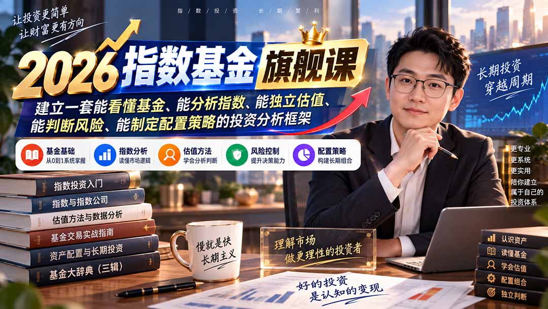2026指数基金旗舰课｜建立一套能看懂基金、能分析指数、能独立估值、能判断风险、能制定配置策略的投资分析框架-巅峰研习社