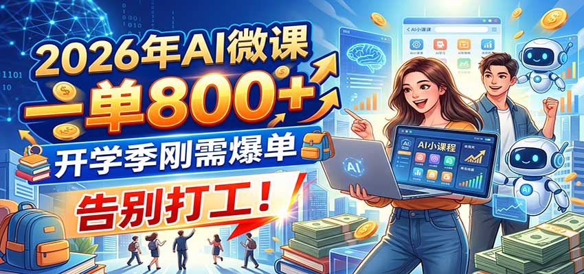 2026年AI微课，一单800+，开学季刚需爆单，告别打工！-巅峰研习社