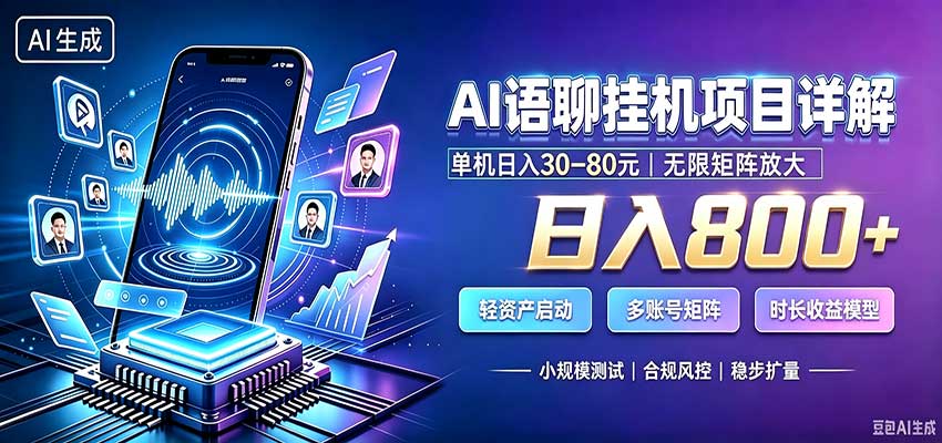 AI语聊挂机,日入800+,适用个人副业,工作室矩阵操作-巅峰研习社