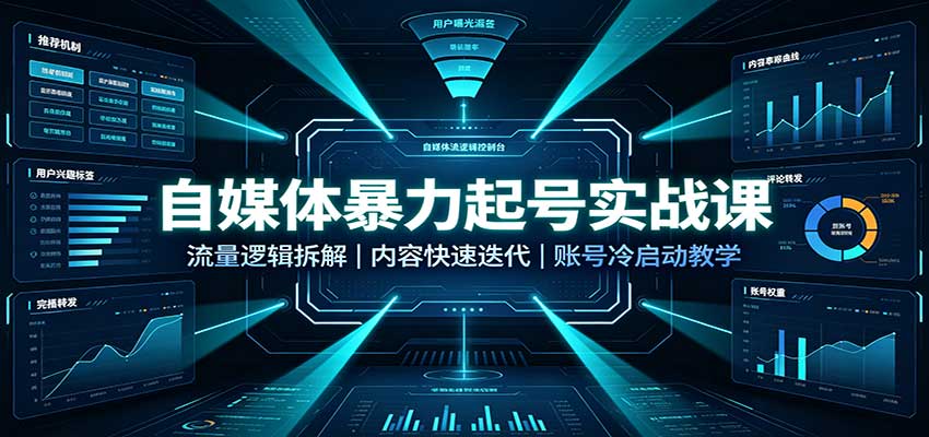 自媒体暴力起号实战课：流量逻辑拆解，内容快速迭代，账号冷启动教学-巅峰研习社