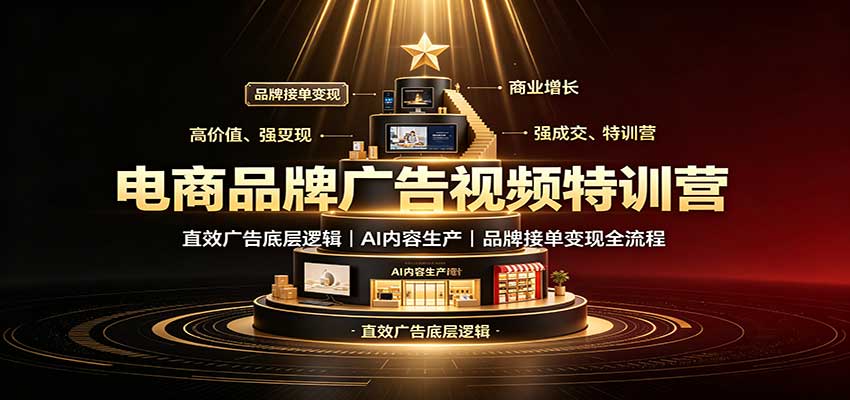 电商品牌广告视频特训：直效广告底层逻辑，AI内容生产，品牌接单变现全流程-巅峰研习社