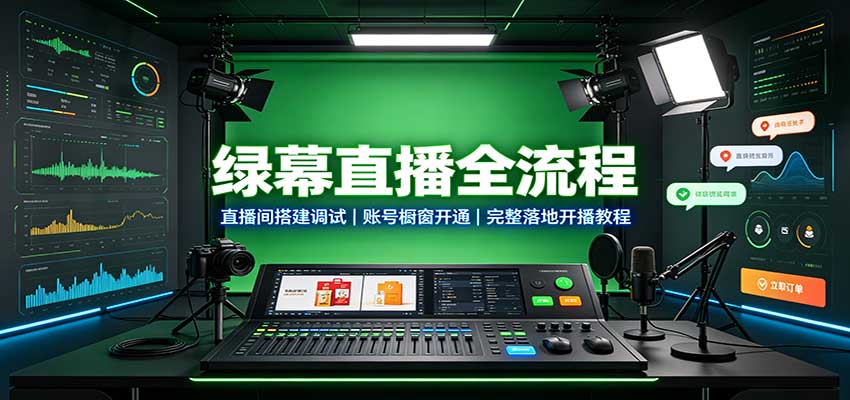 绿幕直播全流程：直播间搭建调试，账号橱窗开通，完整落地开播教程-巅峰研习社