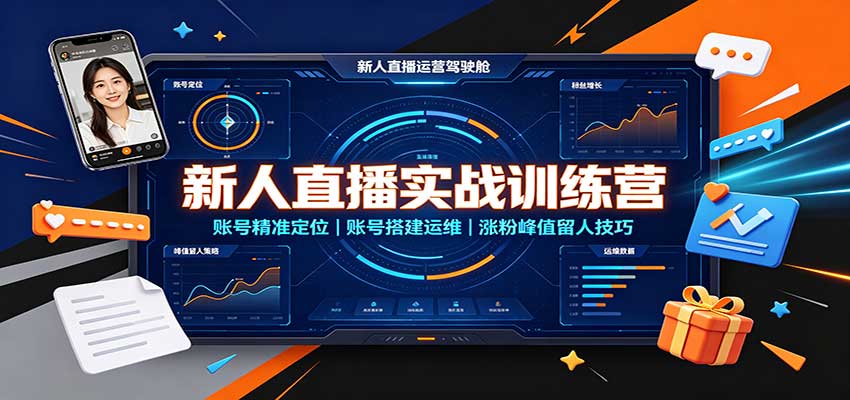 新人直播实战训练营：账号精准定位，账号搭建运维，涨粉峰值留人技巧-巅峰研习社