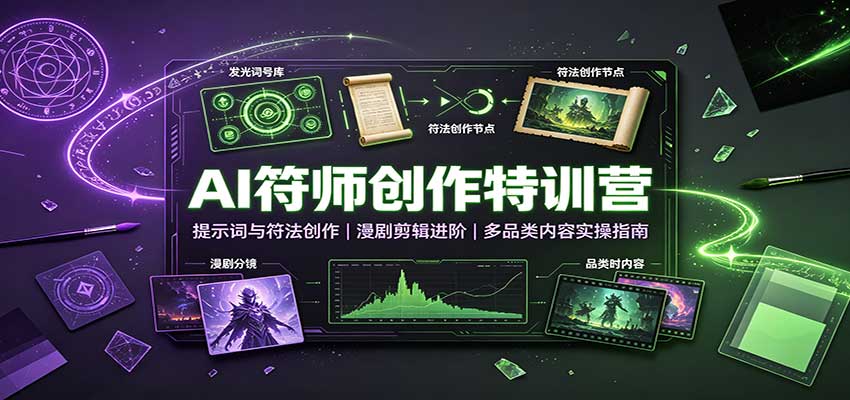AI符师创作特训营：提示词与符法创作，漫剧剪辑进阶，多品类内容实操指南-巅峰研习社