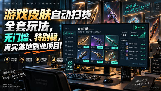 游戏皮肤自动扫货全套玩法，无门槛、特别稳，真实落地副业项目！【揭秘】-巅峰研习社