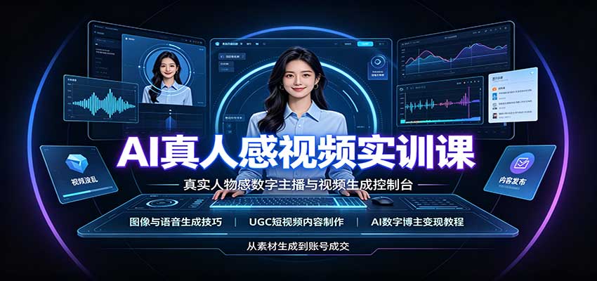 AI真人感视频实训课：图像语音生成，UGC内容制作，AI数字博主变现教程-巅峰研习社