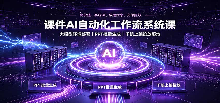 课件AI自动化工作流系统课：大模型环境部署，PPT批量生成，千帆上架投放落地-巅峰研习社