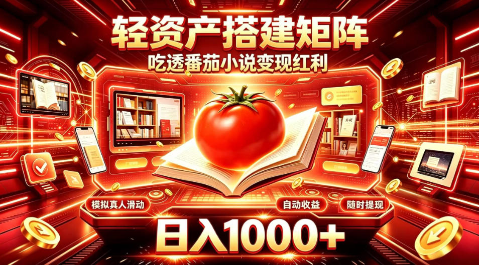 轻资产搭建矩阵，吃透番茄小说变现红利，日入1000+，支持无限矩阵放大【揭秘】-巅峰研习社