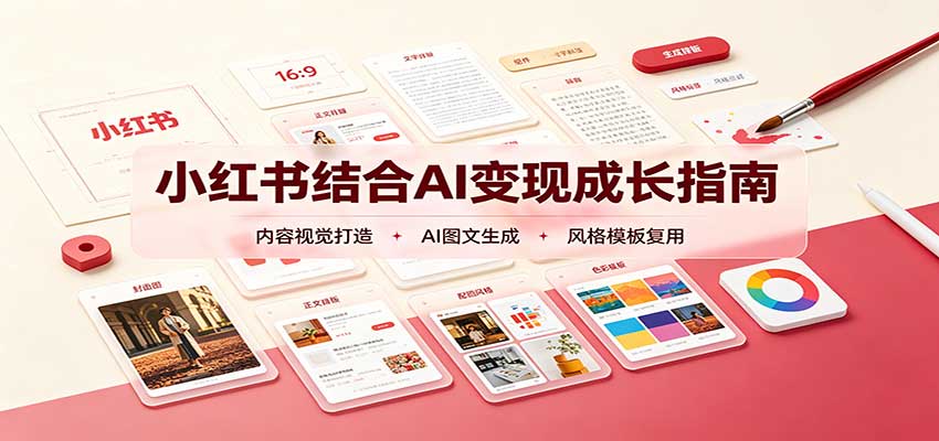 小红书结合AI变现成长指南：账号精准定位，内容视觉打造，搭建可复制流量获客体系-巅峰研习社