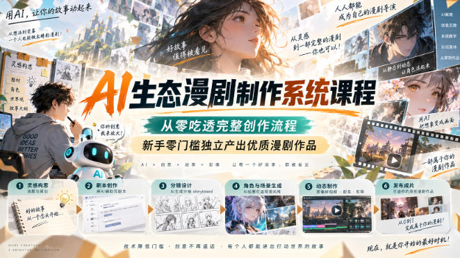 AI生态漫剧制作系统课程，从零吃透完整创作流程，新手零门槛独立产出优质漫剧作品-巅峰研习社