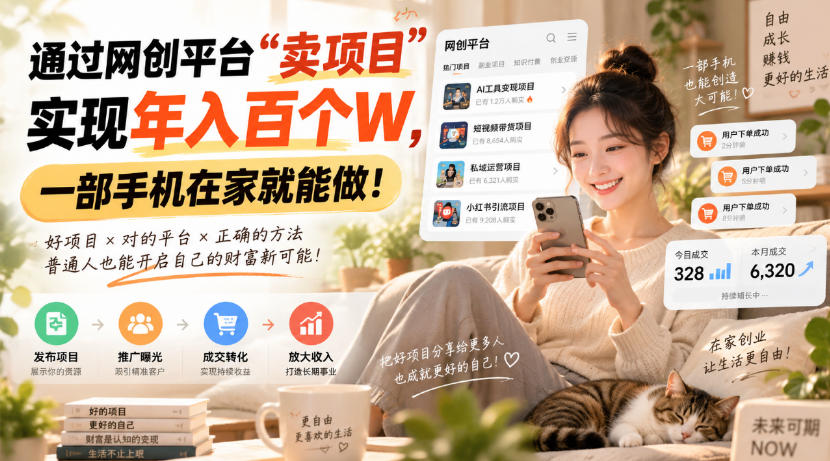 靠卖网创项目变现,一年拿下百万收益!一台手机就能操作!-巅峰研习社