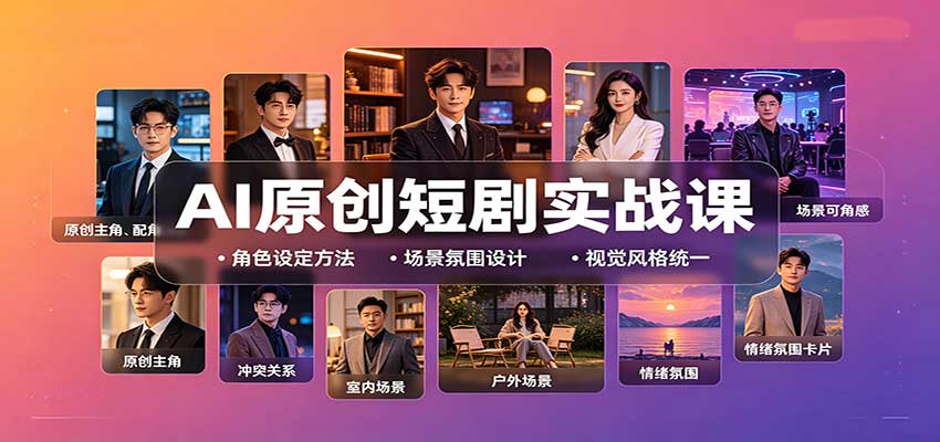 AI原创短剧实战课：从零搭建短剧创作全流程，批量产出可上线剧本-巅峰研习社