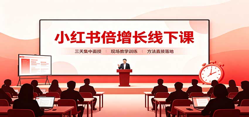 小红书倍增长线下课：三天集中面授，拆解选品、素材制作与起号全链路-巅峰研习社