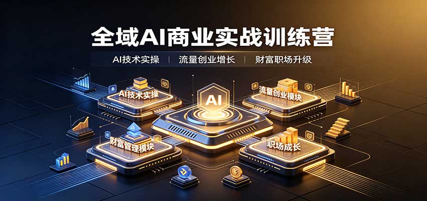 全域AI商业实战训练营：涵盖AI技术实操、流量创业、财富管理与职场成长全体系内容-巅峰研习社