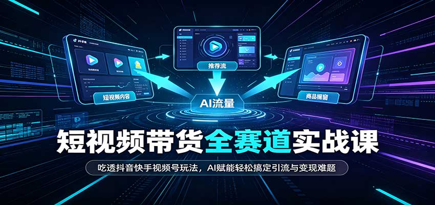 短视频带货全赛道：吃透抖音快手视频号玩法，AI赋能轻松搞定引流与变现难题-巅峰研习社