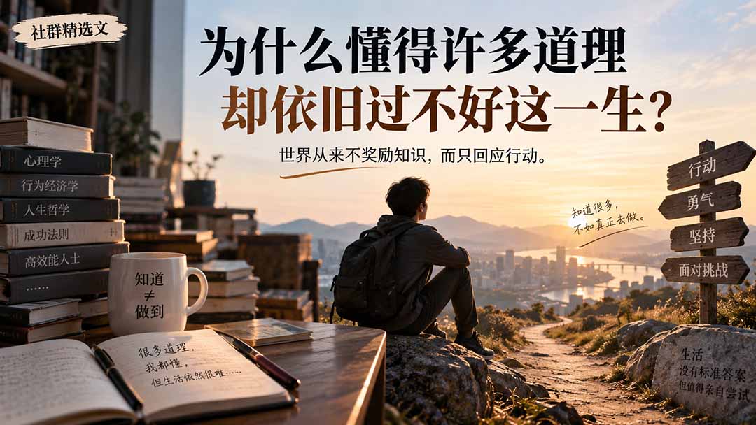 社群精选文:为什么懂得许多道理却依旧过不好这一生?-巅峰研习社