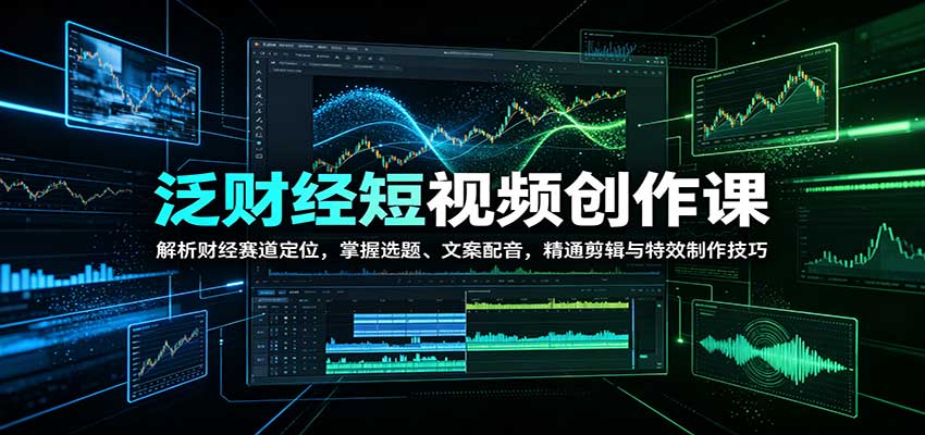 泛财经短视频创作课：解析财经赛道定位，掌握选题、文案配音，精通剪辑与特效制作技巧-巅峰研习社