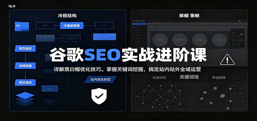 2026谷歌SEO实战进阶课：详解黑白帽优化技巧，掌握关键词挖掘，搞定站内站外全域运营-巅峰研习社