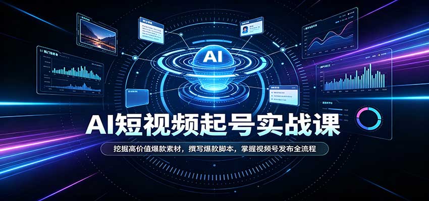 短视频AI起号实战课：挖掘高价值爆款素材，撰写爆款脚本，掌握视频号发布全流程-巅峰研习社