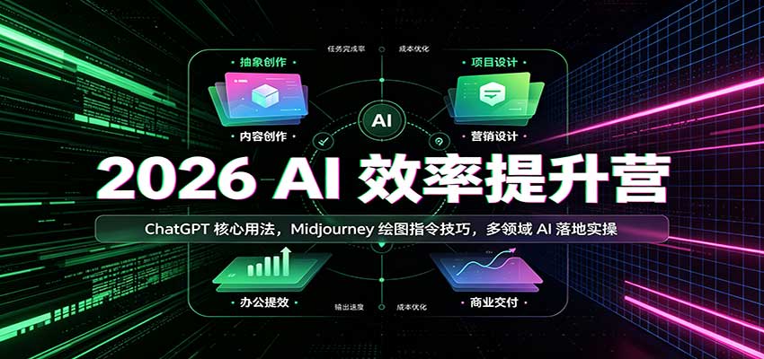 2026 AI效率提升营:ChatGPT核心用法,Midjourney绘图指令技巧,多领域AI落地实操-巅峰研习社
