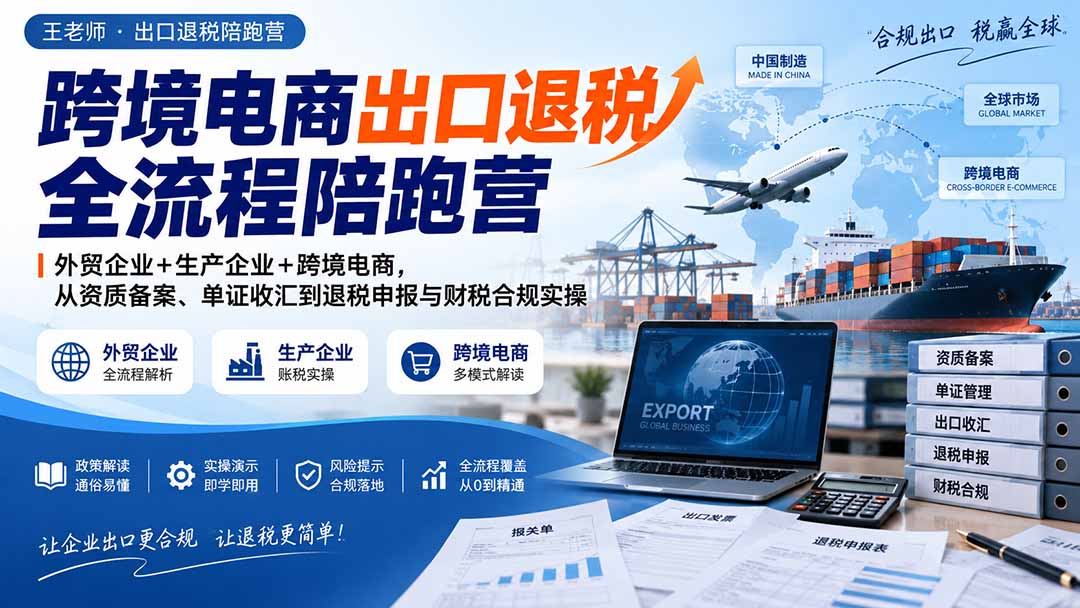 跨境电商出口退税全流程陪跑营｜外贸企业+生产企业+跨境电商，从资质备案、单证收汇到退税申报与财税合规实操-巅峰研习社