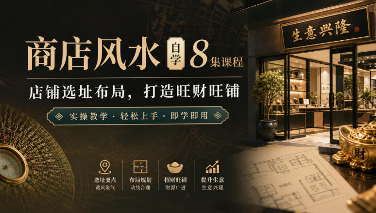 商店风水自学8集课程|店铺选址布局,打造旺财旺铺实操教学-巅峰研习社