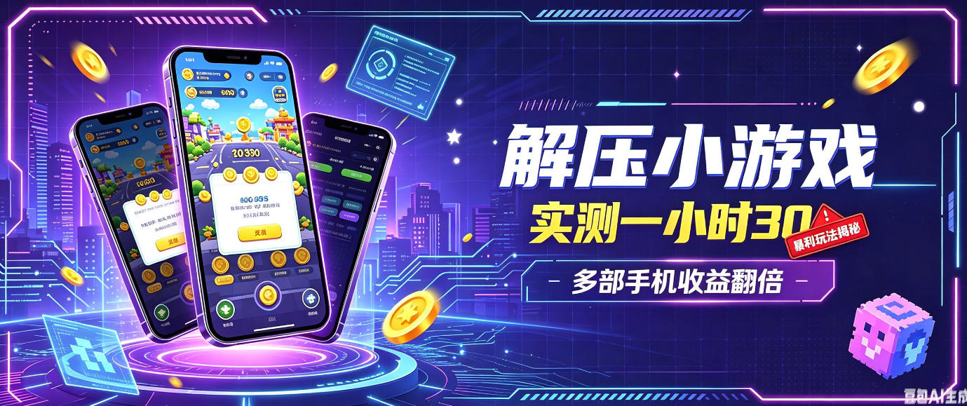 小游戏全流程玩法，实测一小时搞30，简单无脑解压，当天做当天就能看到进账，直接冲就行【揭秘】-巅峰研习社